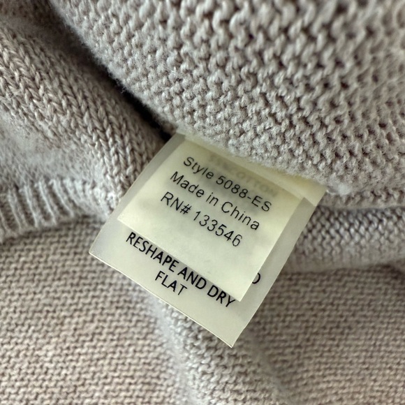 Ecru Women’s Fringe Poncho Sweater Knit V-Neck Taupe Beige Boho Cozy Wrap - Picture 9 of 11